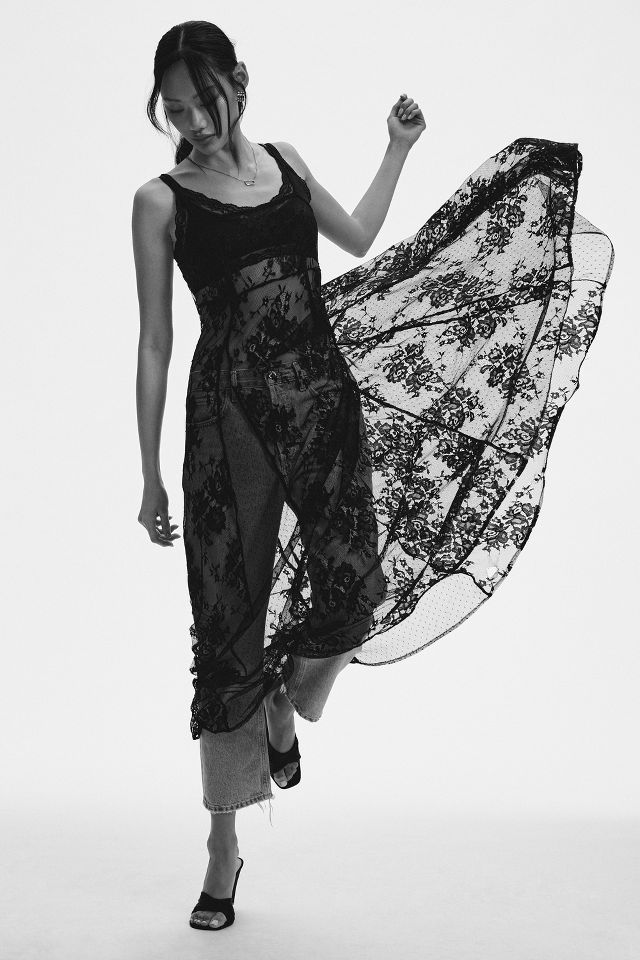 By Anthropologie Floral Lace Mesh Maxi Dress | Anthropologie UK