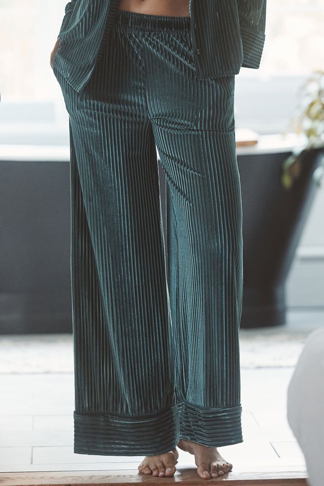 Pantaloni Pigiama Gamba Larga Velluto a Righe By Anthropologie #1