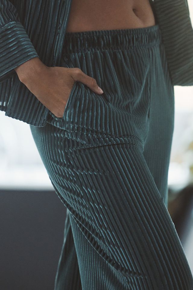 Pantaloni Pigiama Gamba Larga Velluto a Righe By Anthropologie #3