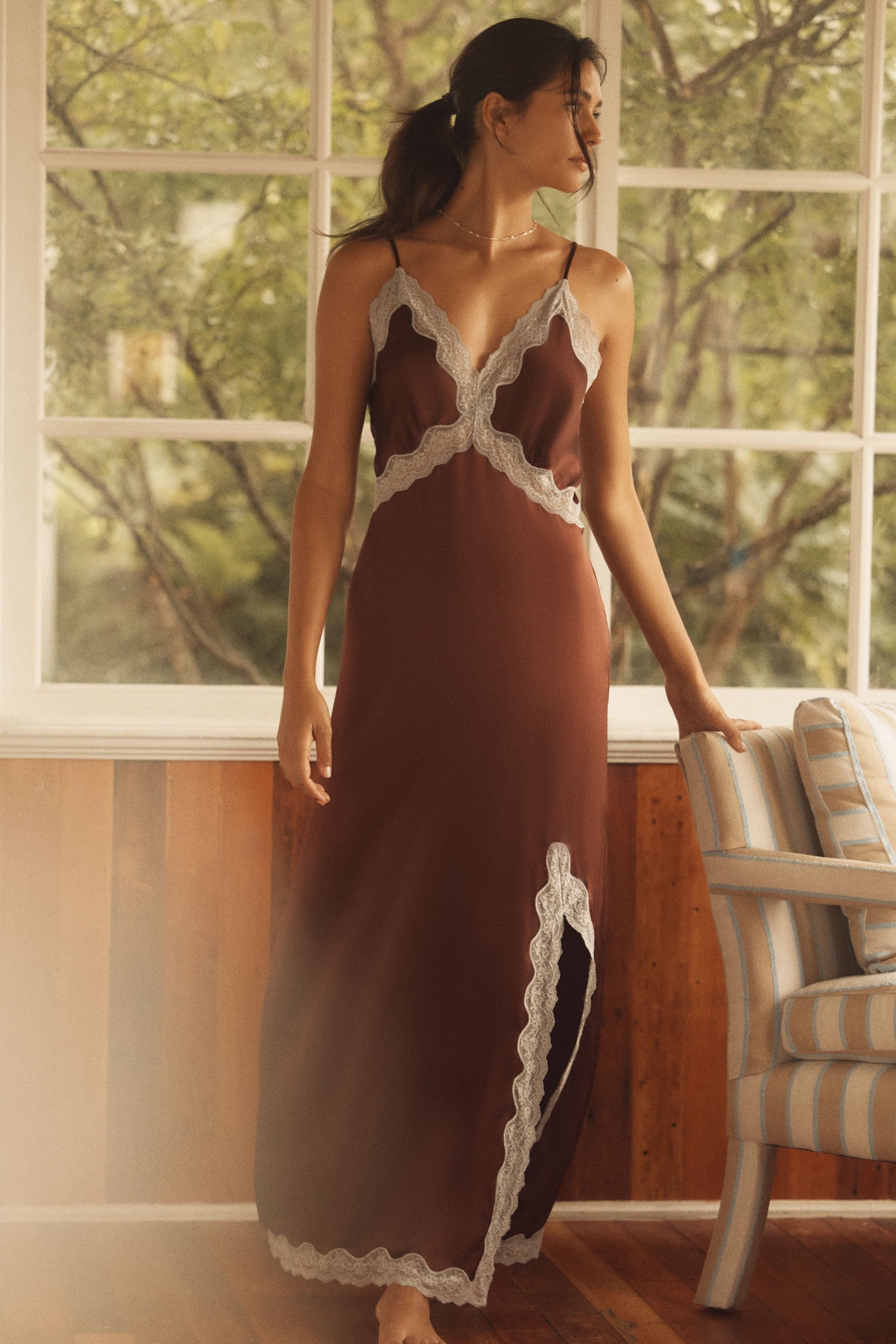Love Stories Mist Silk Slip Maxi Dress