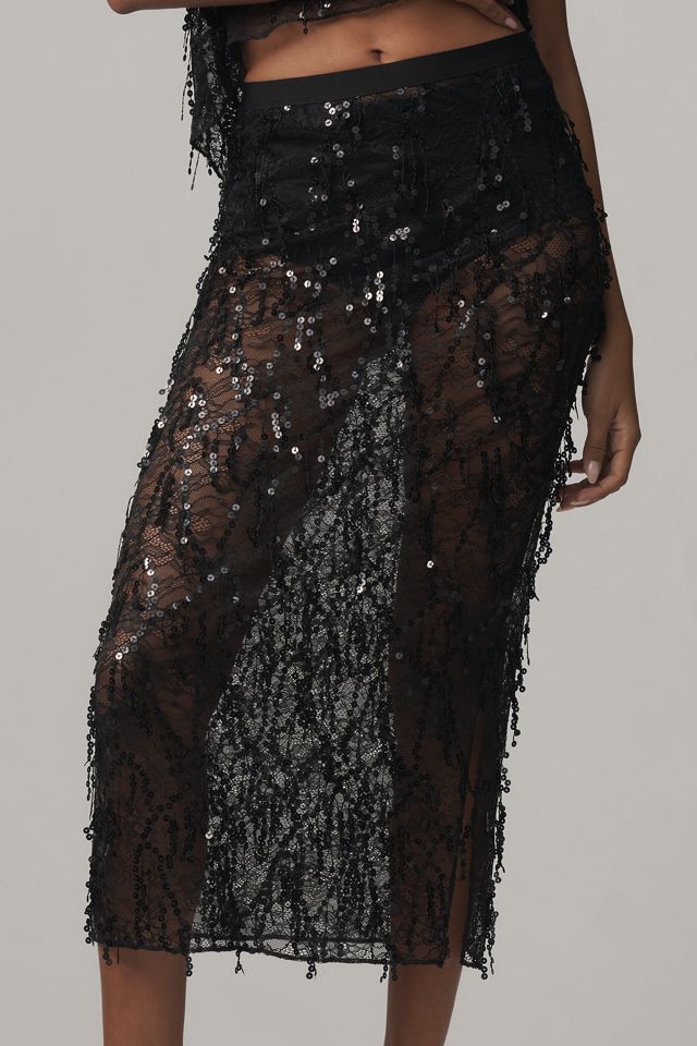Love Stories Mia Sheer Sequin Midi Skirt #3