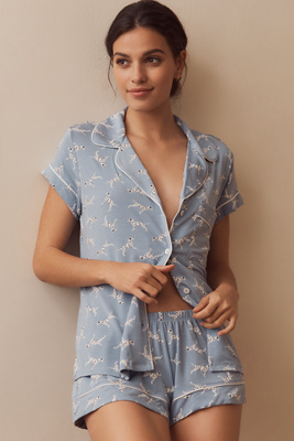 Eberjey Gisele Shortie Short Pajama Set In Blue
