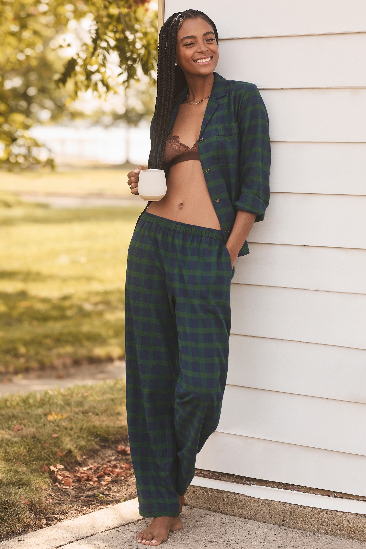 Eberjey Long-Sleeve Flannel Pajama Set