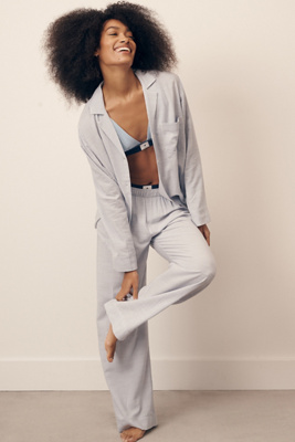 Shop Eberjey Nautico Long Pajama Set In Blue