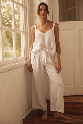 Eberjey Linen Blend Relaxed Pants In Neutral