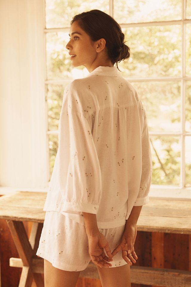 Eberjey Linen Blend Buttondown Top #2