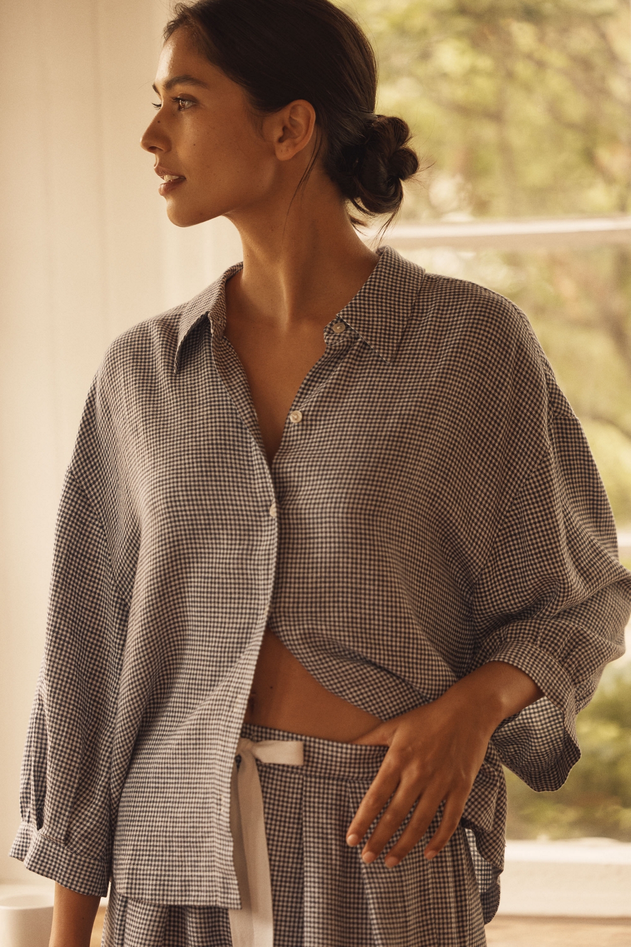 Eberjey Linen Blend Buttondown Pajama Top