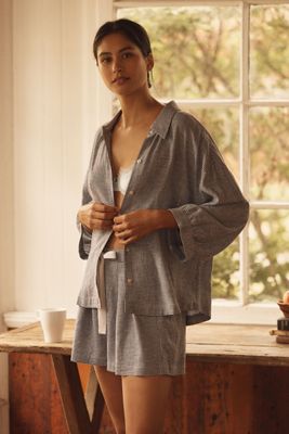 Eberjey Linen Blend Buttondown Top