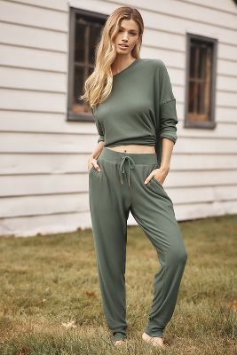 Eberjey Softest Sweats Joggers Pants In Green