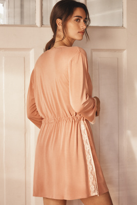 Shop Eberjey Flora 3/4-sleeve Robe In Pink