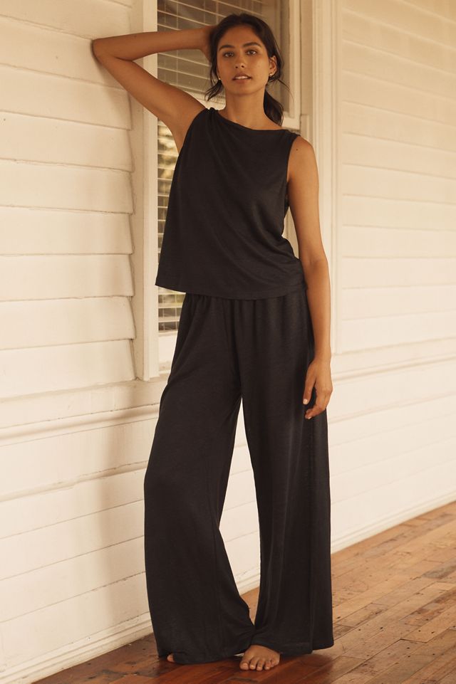 Eberjey Linen Boat-Neck Crop Tank #3