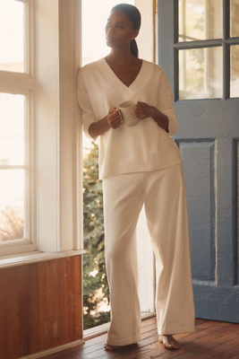Eberjey Bouclé Straight-leg Sweatpants In White