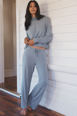 Eberjey Cozy Time Straight-leg Sweatpants In Blue