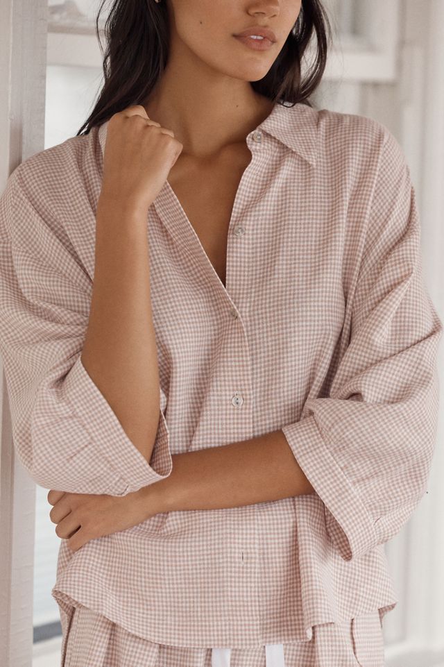 Eberjey Linen Blend Relaxed Quarter-Sleeve Top #1