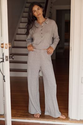 Eberjey Variegated Rib Wide-Leg Pants