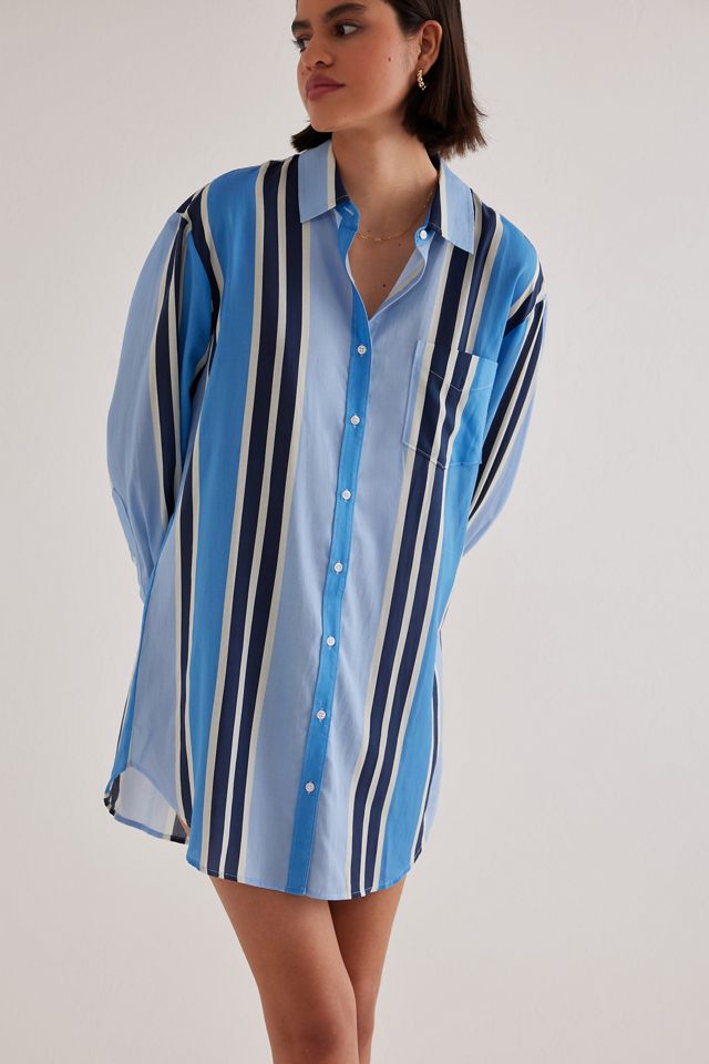 Striped Pyjama Shirt Dress #1