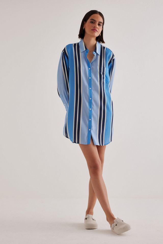 Striped Pyjama Shirt Dress #4