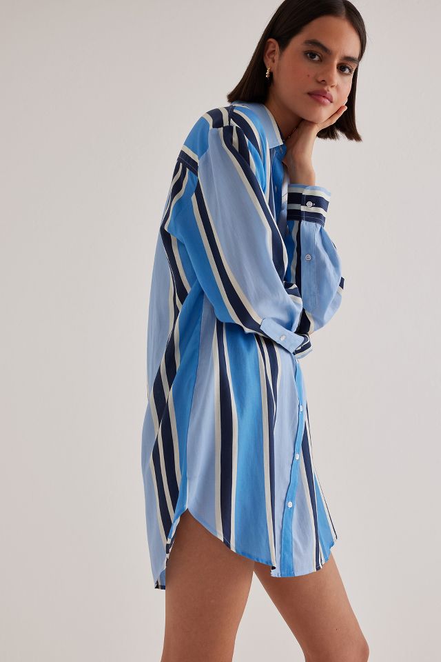 Cotton Blend Striped Sleep Dress