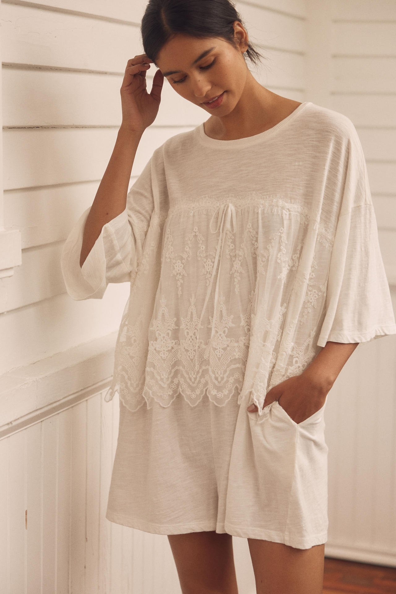 LyreBird Cotton Lace Twofer Romper