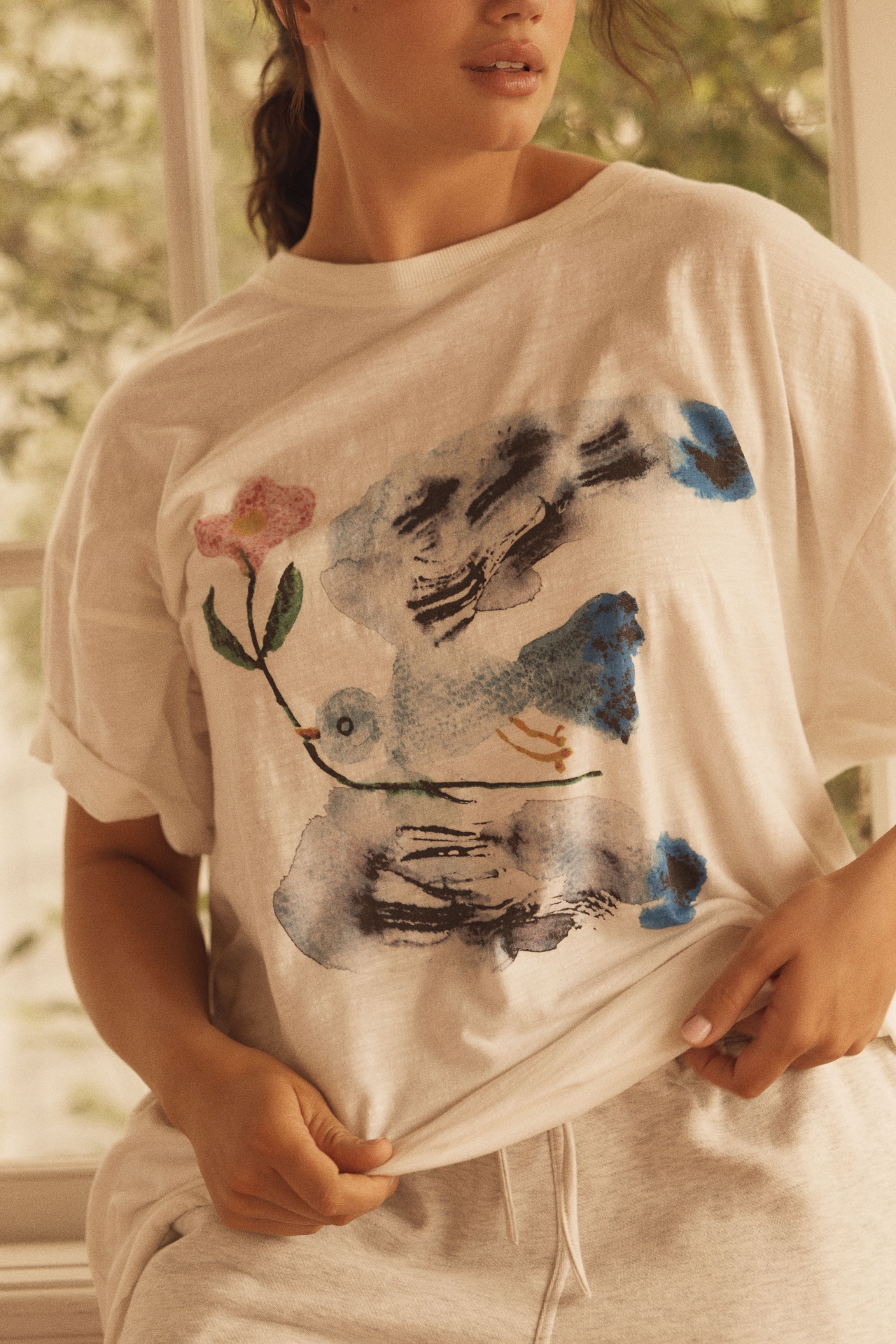 Yumi Kimura x LyreBird Cotton Oversized Graphic Tee