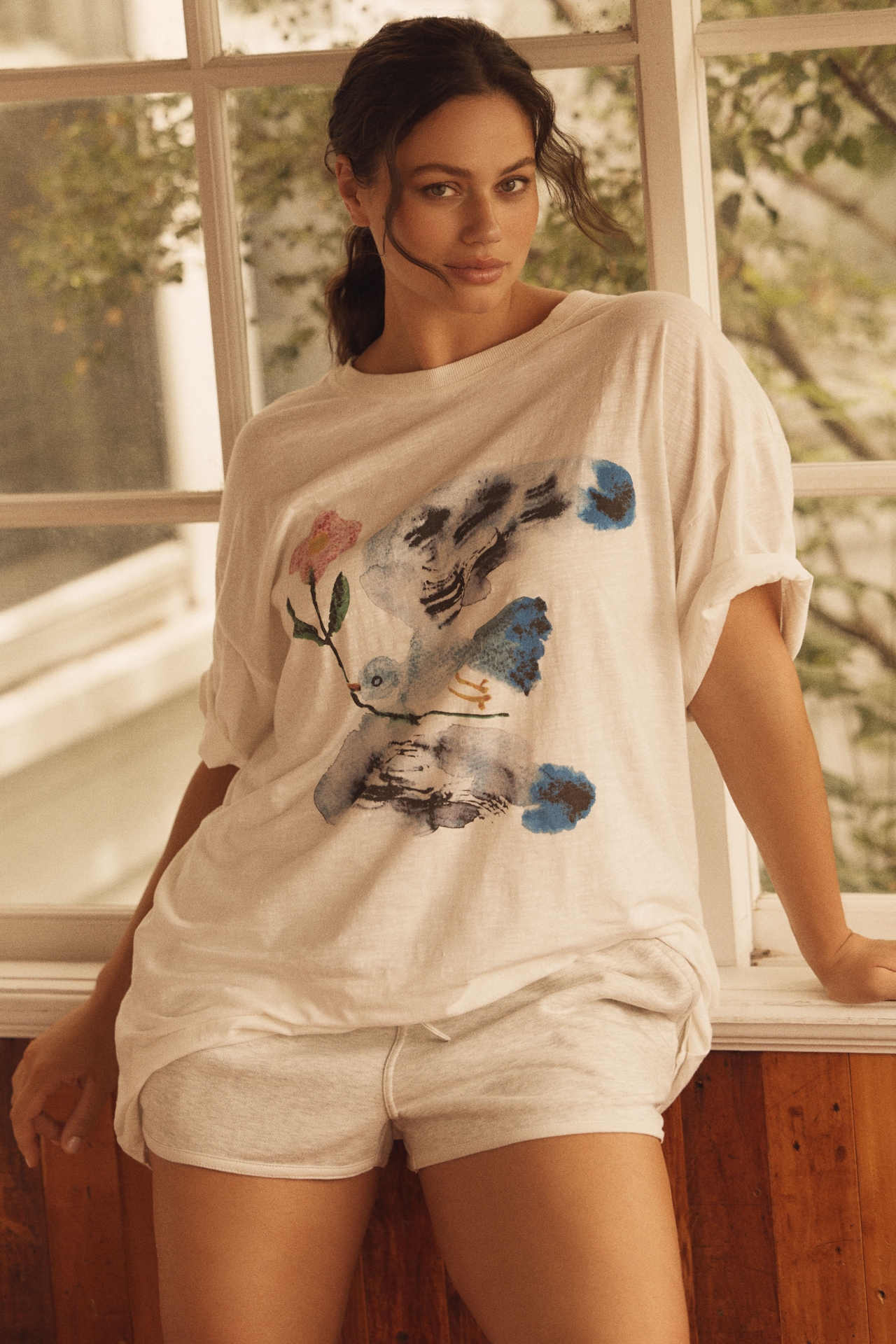 Yumi Kimura x LyreBird Cotton Oversized Graphic Tee
