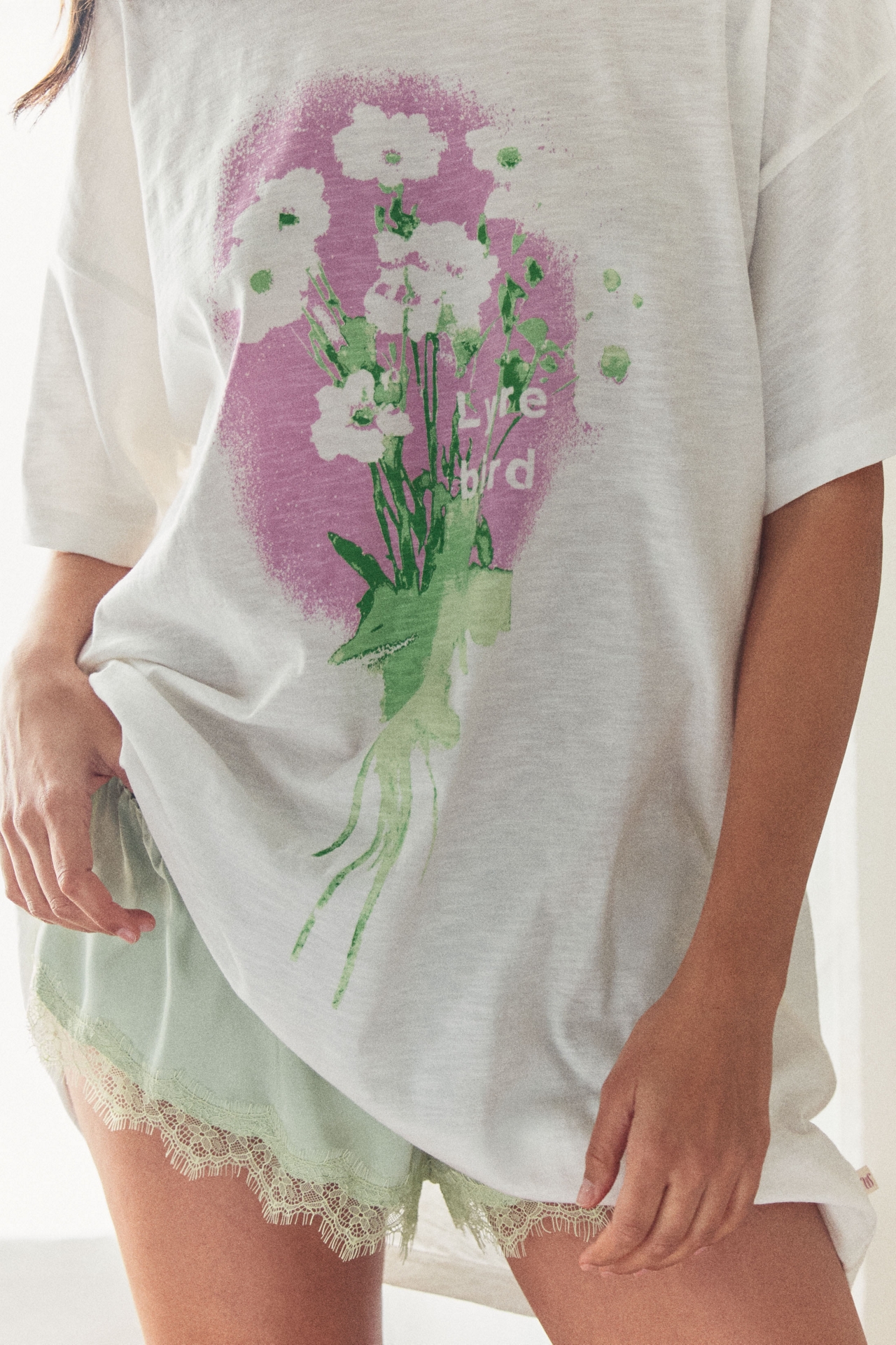 LyreBird Cotton Oversized Graphic Sleep Tee