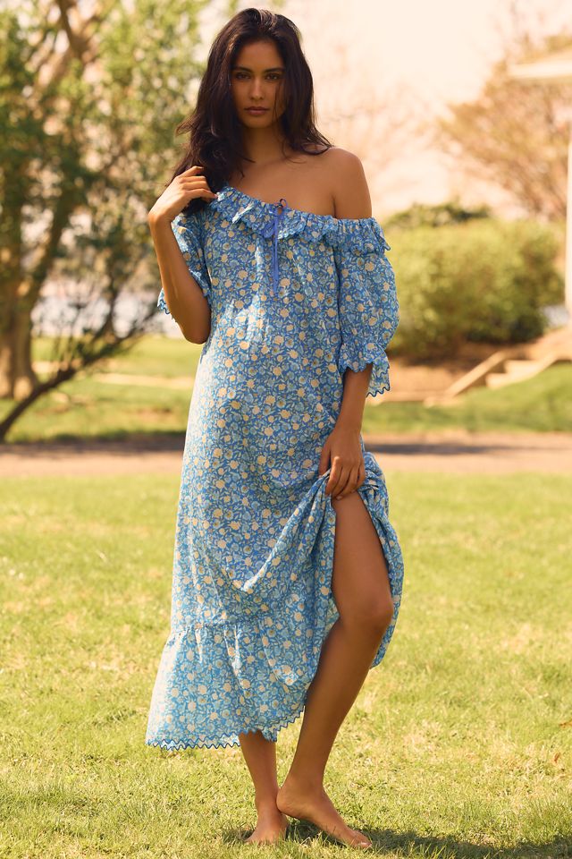 RIXO Aprilia Short-Sleeve Scoop-Neck Maxi Nap Dress #1