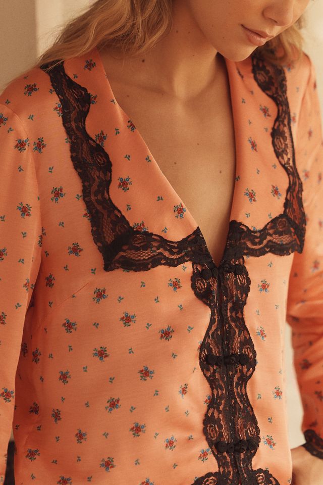 RIXO Nienna Lace-Trim Pajama Top #1