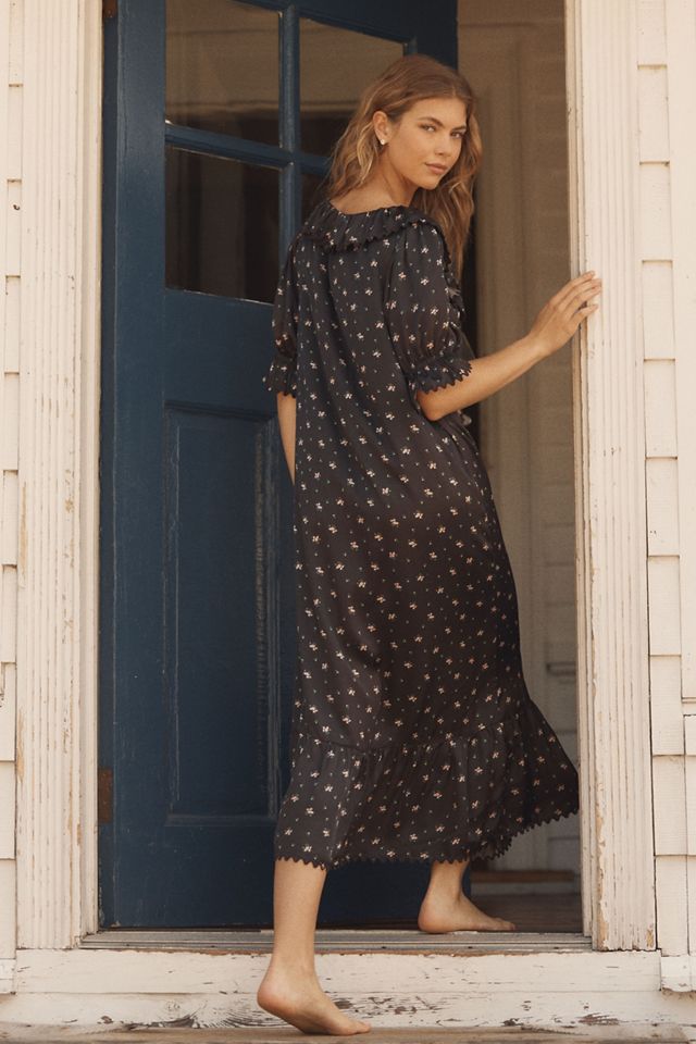 RIXO Aprilia Short-Sleeve Silk Midi Dress #1