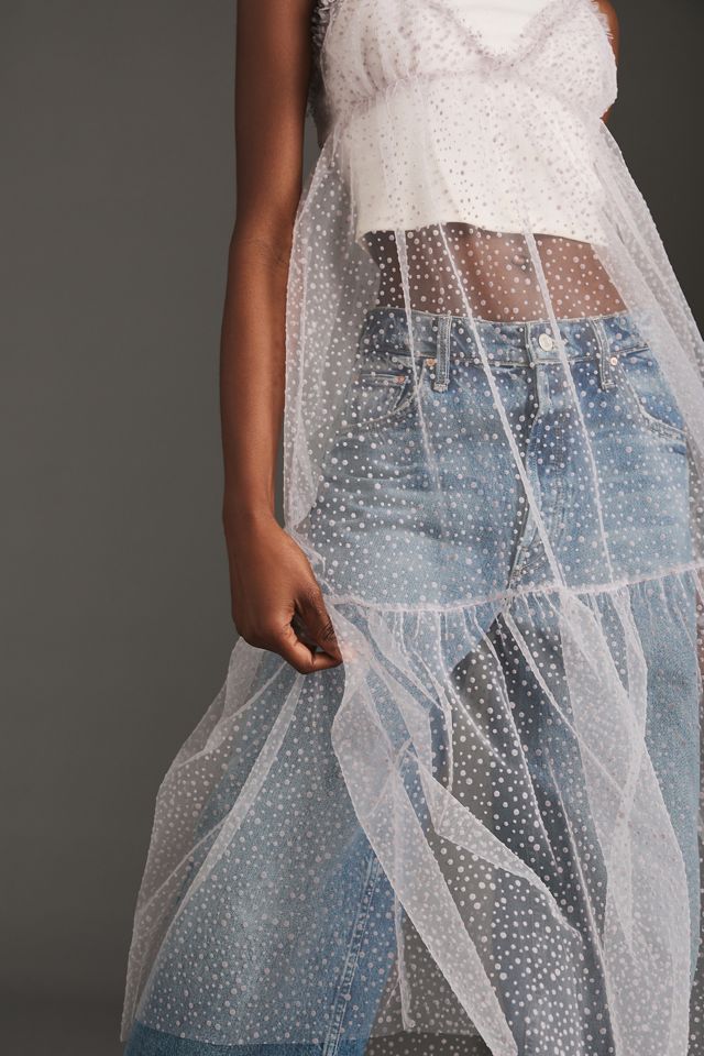 By Anthropologie Sheer Dot Tulle Slip Dress #1