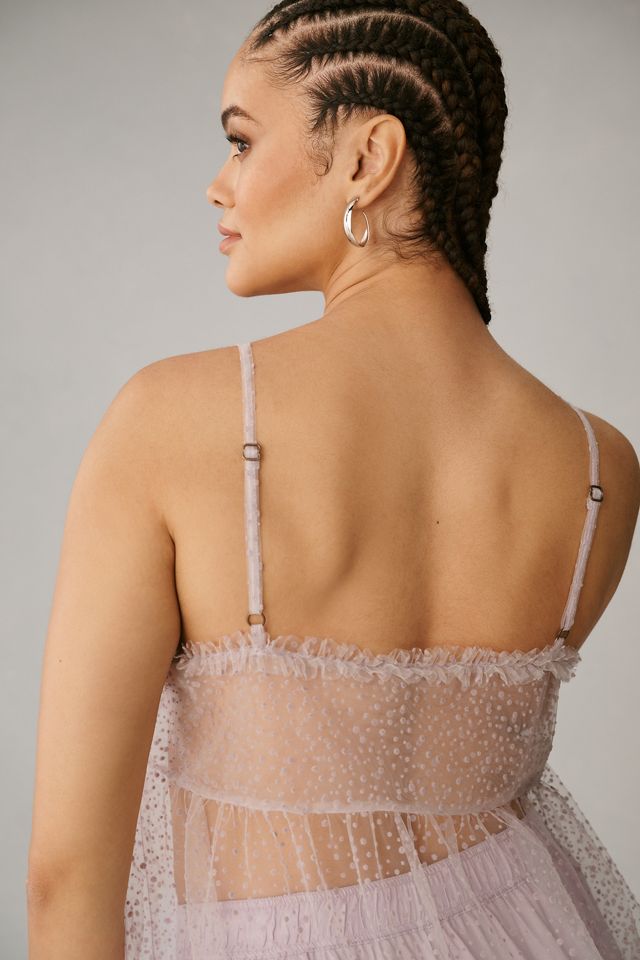By Anthropologie Sheer Dot Tulle Slip Dress #2