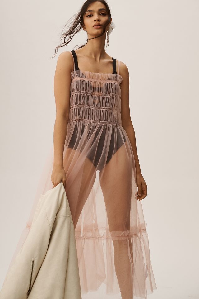 By Anthropologie Sheer Corset Slip Dress