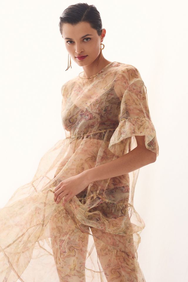 knee length dresses for ladies Adrianna Papell AP1D102209 Multi Floral Printed Layered Dress main image 1
