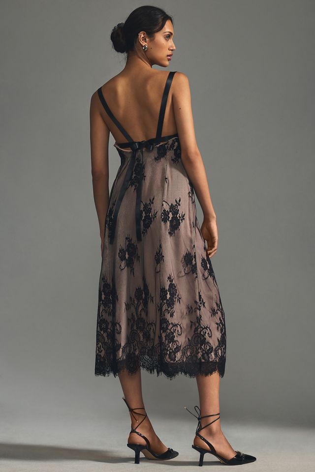 By Anthropologie Lace Side-Slit Slip Dress #1