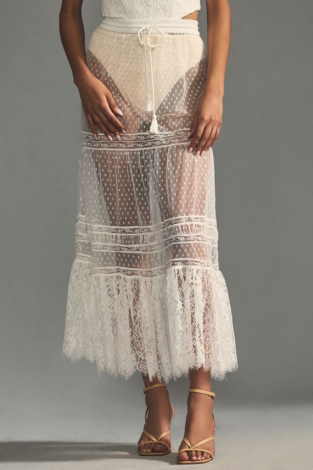 By Anthropologie Sheer Lace Maxi Skirt | Anthropologie