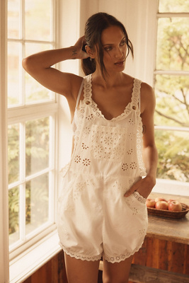 Shop By Anthropologie Eyelet Overall Romper