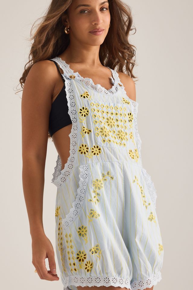 By Anthropologie Eyelet Overall Romper | Anthropologie