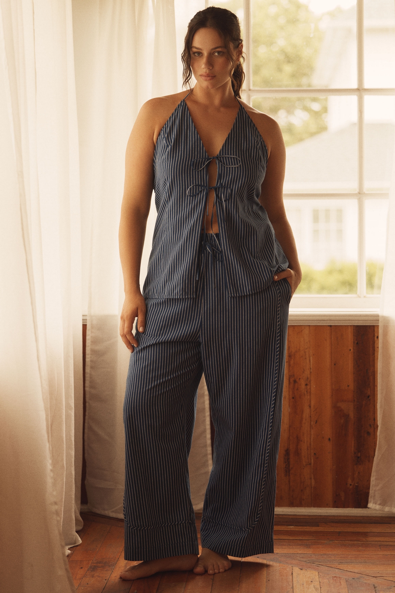 LyreBird Cotton Tie-Front Vest