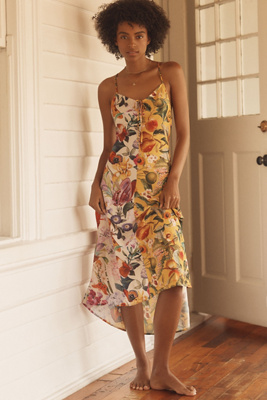 Lyrebird Burcu Korkmazyurek X  Silky Slip Midi Dress In Sand