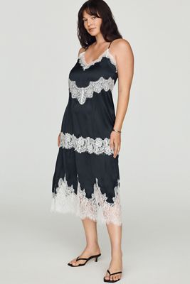 long sleeve black dress semi formal Petite Plume Women's Pima Long Sleeve Harper Nightgown in Navy M main image 1