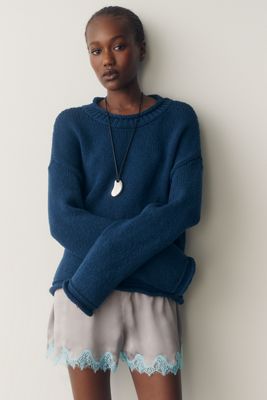 Shorts in Seta con Bordo in Pizzo LyreBird