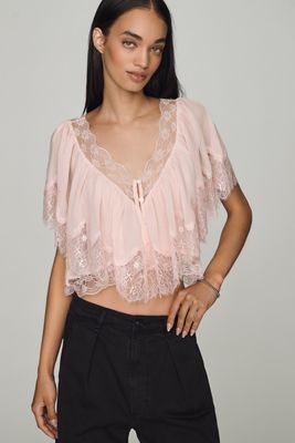 LyreBird Haut Court en Mousseline avec Bordure en Dentelle