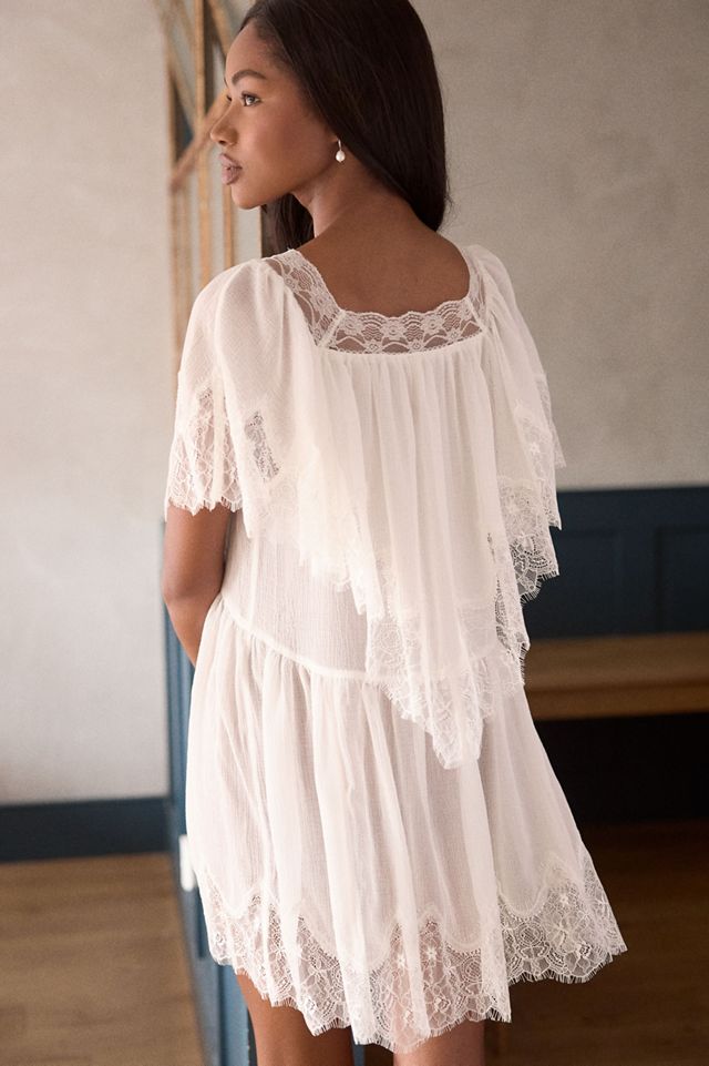 LyreBird Chiffon Lace-Trim Mini Dress #2