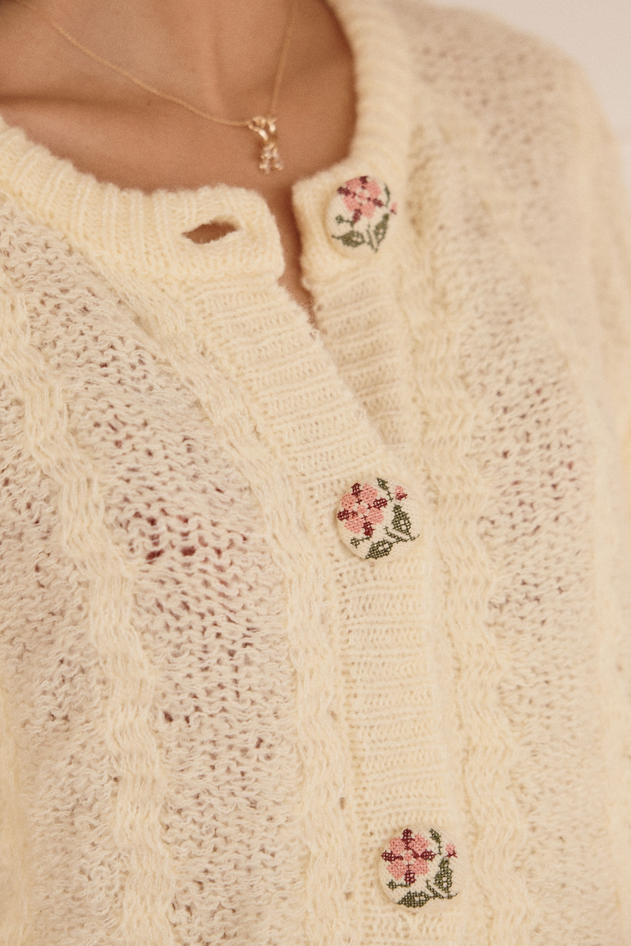 LyreBird Novelty Button Cardigan Sweater