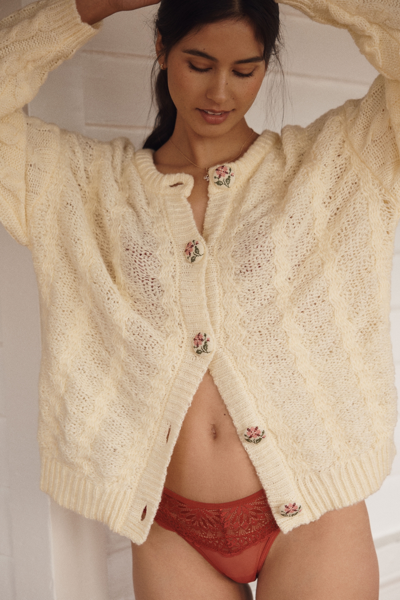 LyreBird Novelty Button Cardigan Sweater