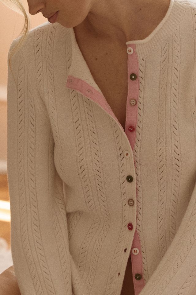 LyreBird Novelty Button Pointelle Cardigan #1