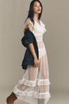 By Anthropologie Ruffle Sheer Mesh Maxi Dress