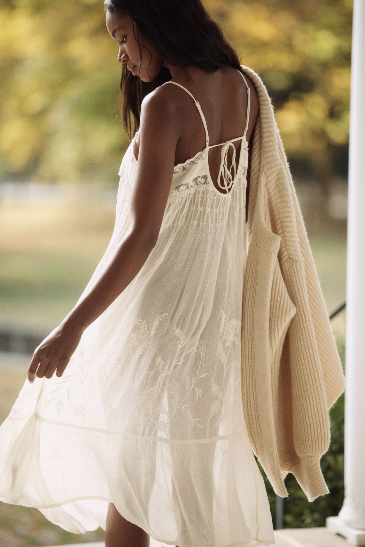 LyreBird Pleated Chiffon Midi Dress