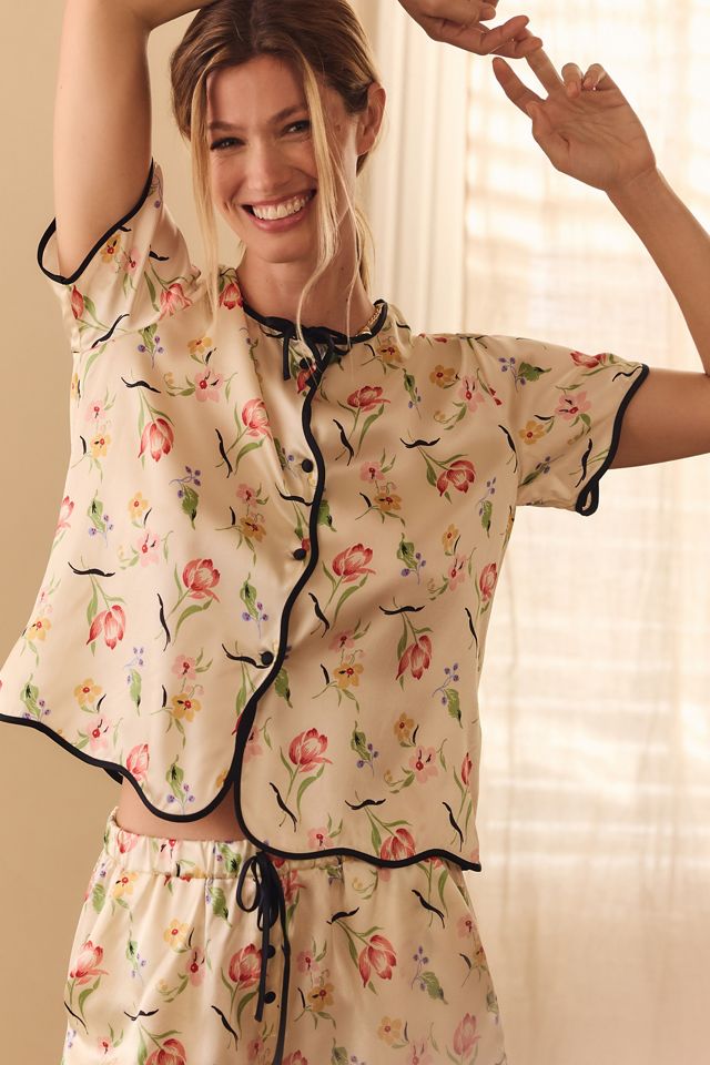 Morgan Lane Beatrice Short Sleeve Pajama Top Anthropologie