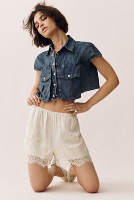 En Elly Sleeveless V-Neck Lace Sequin Slip Midi Dress | Anthropologie UK